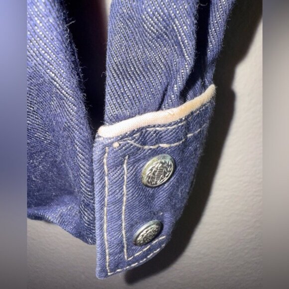 Vintage Bud Berma Men’s Butterfly Collar Western Denim Button Down size XL - Picture 5 of 5